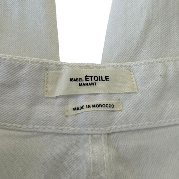 Isabel Marant White High Rise Wide Leg Cropped Raw Hem Cabrio White Jeans, 2 - Picture 12 of 16